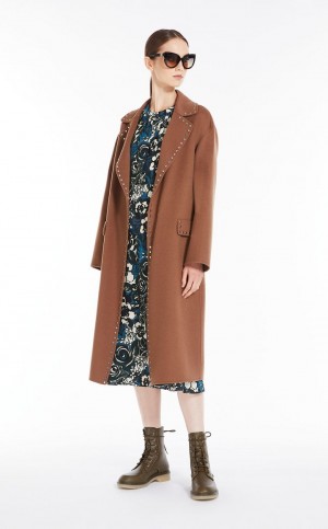 MaxMara Wool Robe Coats TOBACCO | MMR593835