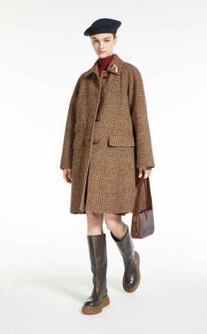 MaxMara Wool Tweed Coats HAZELNUT BROWN | MMR593866