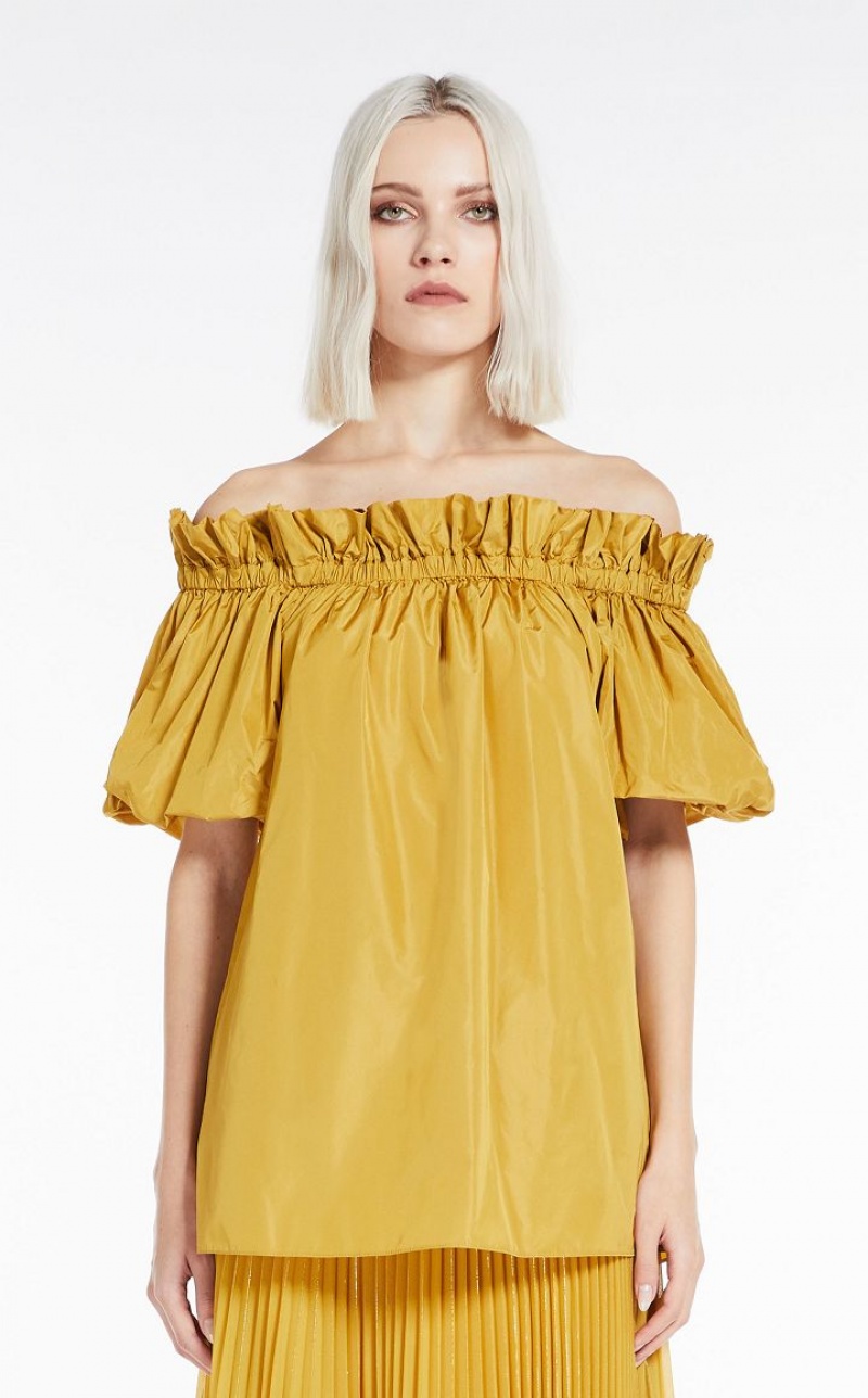 MaxMara Balloon-fit Taffeta Blouses OCHRE | MMR593597