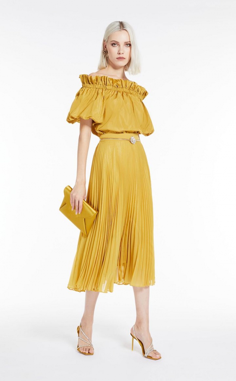 MaxMara Balloon-fit Taffeta Blouses OCHRE | MMR593597