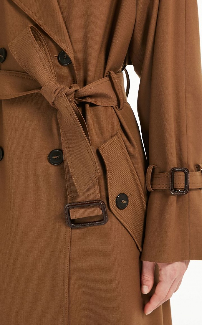 MaxMara Belted In Showerproof Fabric Trench TOBACCO | MMR593941