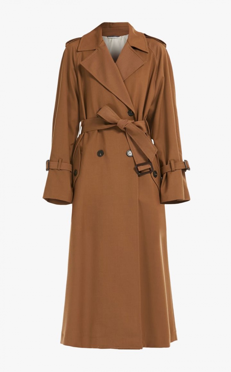 MaxMara Belted In Showerproof Fabric Trench TOBACCO | MMR593941