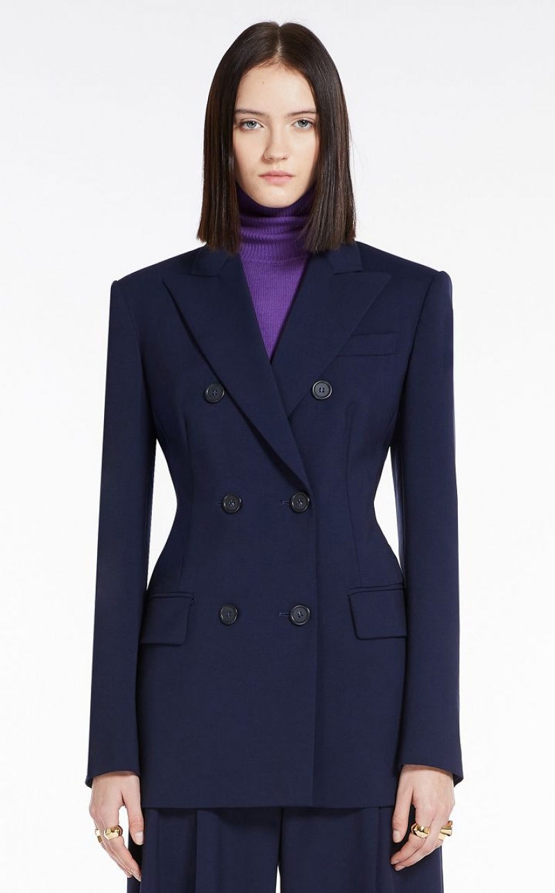 MaxMara Blazer In Natural Stretch Pure Wool Suit MIDNIGHTBLUE | MMR593476