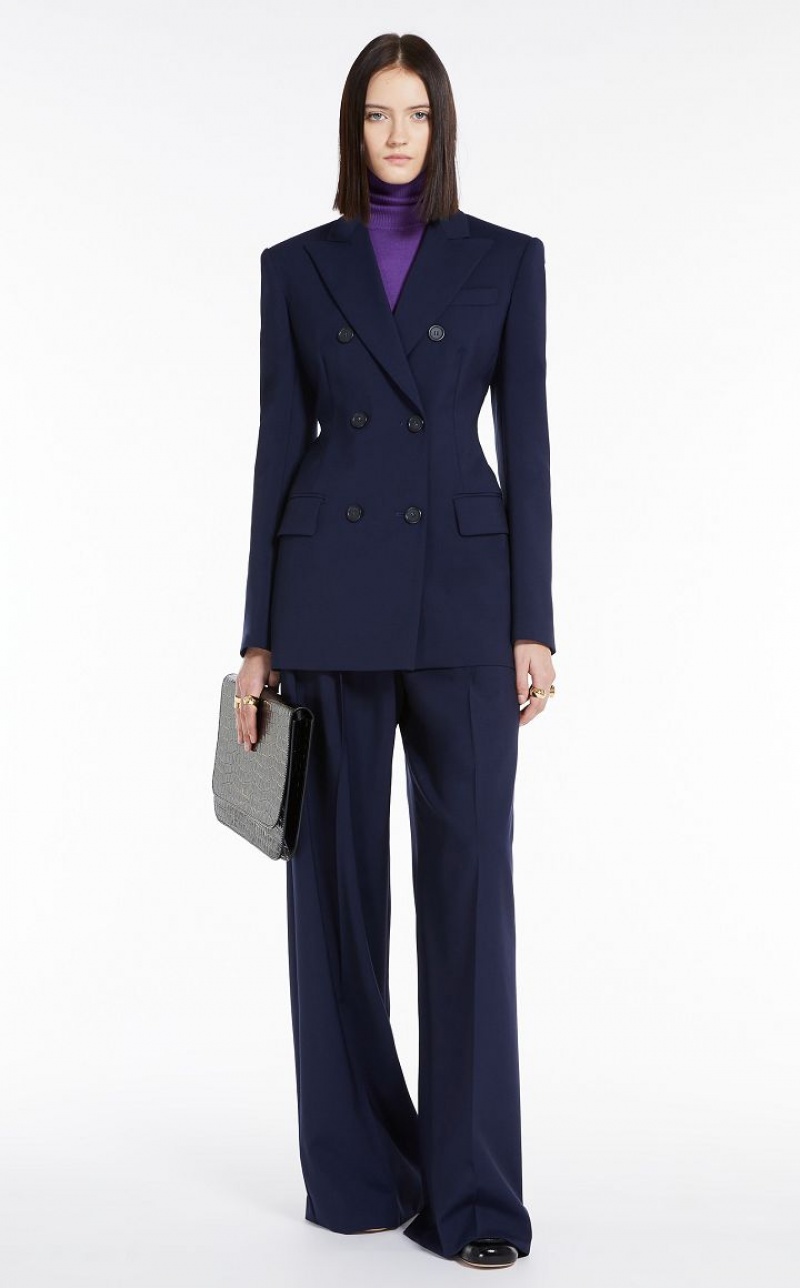 MaxMara Blazer In Natural Stretch Pure Wool Suit MIDNIGHTBLUE | MMR593476