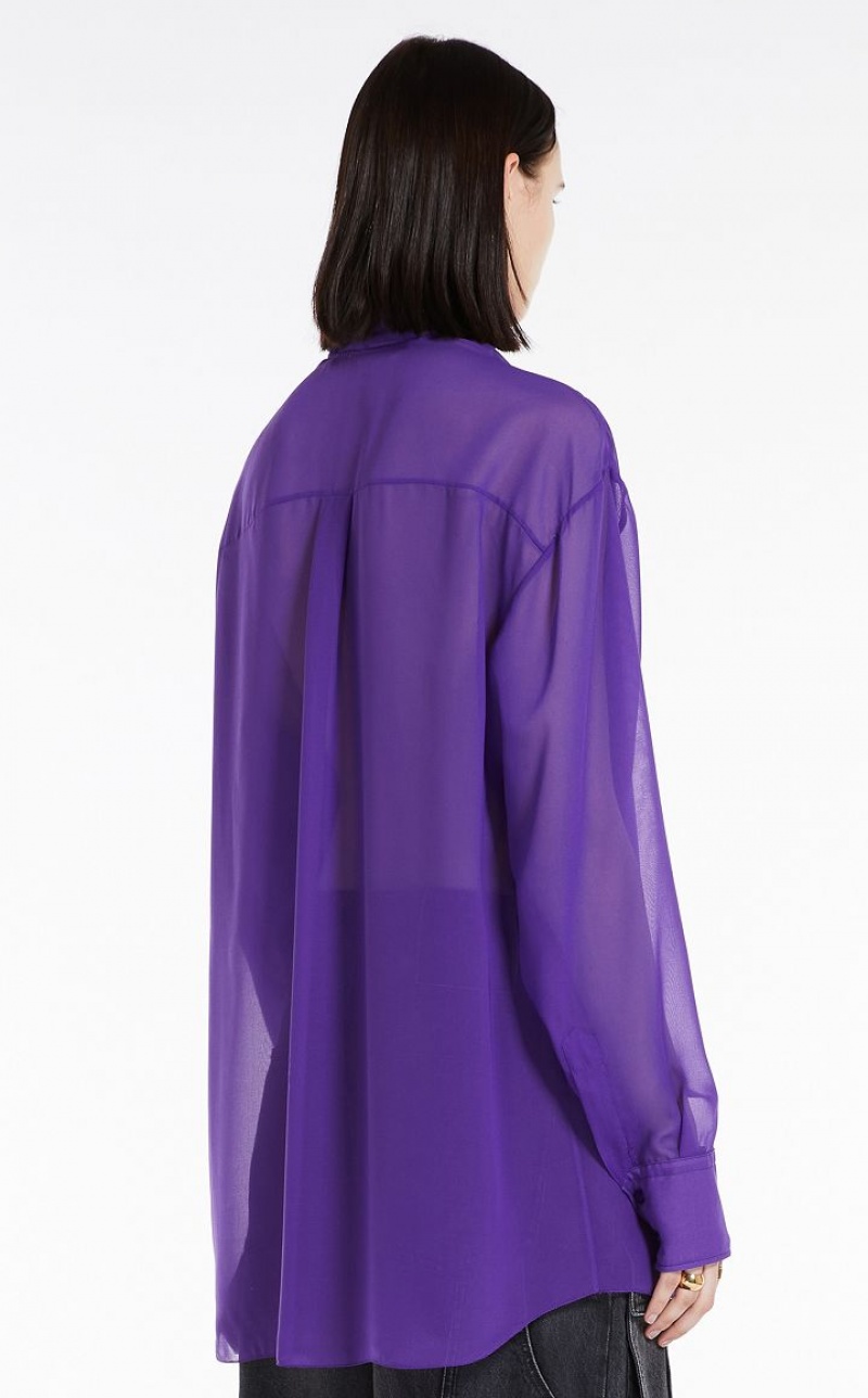 MaxMara Blouse With Sash Collar Blouses PURPLE | MMR593588