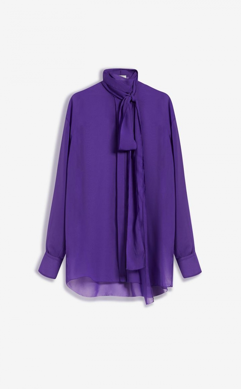 MaxMara Blouse With Sash Collar Blouses PURPLE | MMR593588