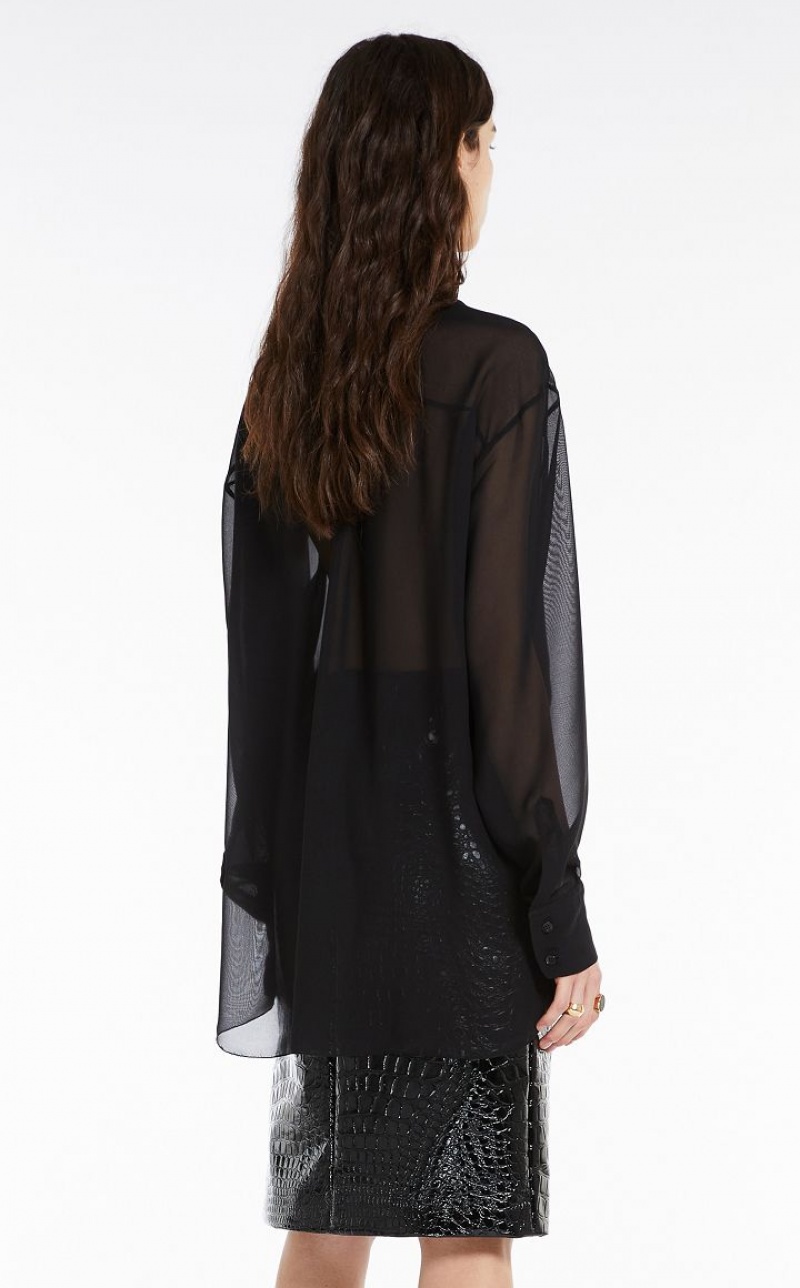 MaxMara Blouse With Sash Collar Blouses BLACK | MMR593607