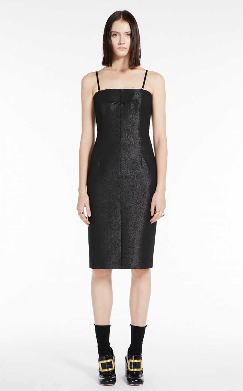 MaxMara Bustier In Metallic Effect Fabric Dresses BLACK | MMR593290