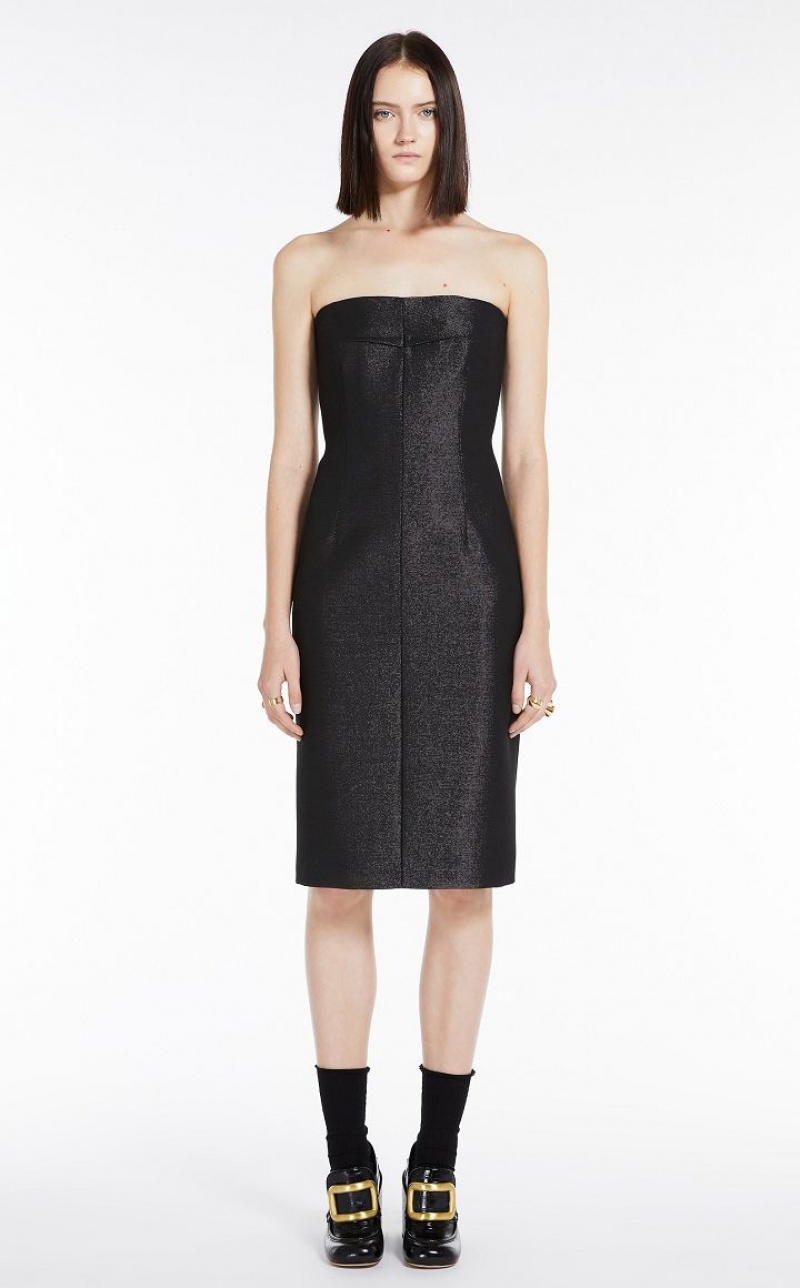 MaxMara Bustier In Metallic Effect Fabric Dresses BLACK | MMR593290