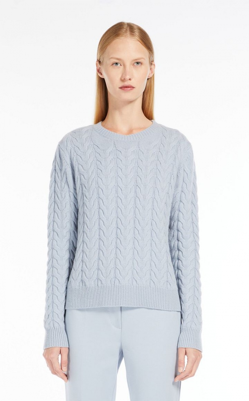 MaxMara Cable Cashmere Knitwear LIGHT BLUE | MMR593419