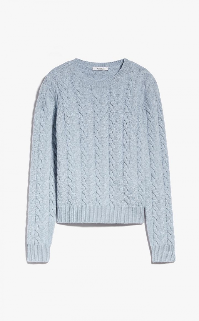 MaxMara Cable Cashmere Knitwear LIGHT BLUE | MMR593419