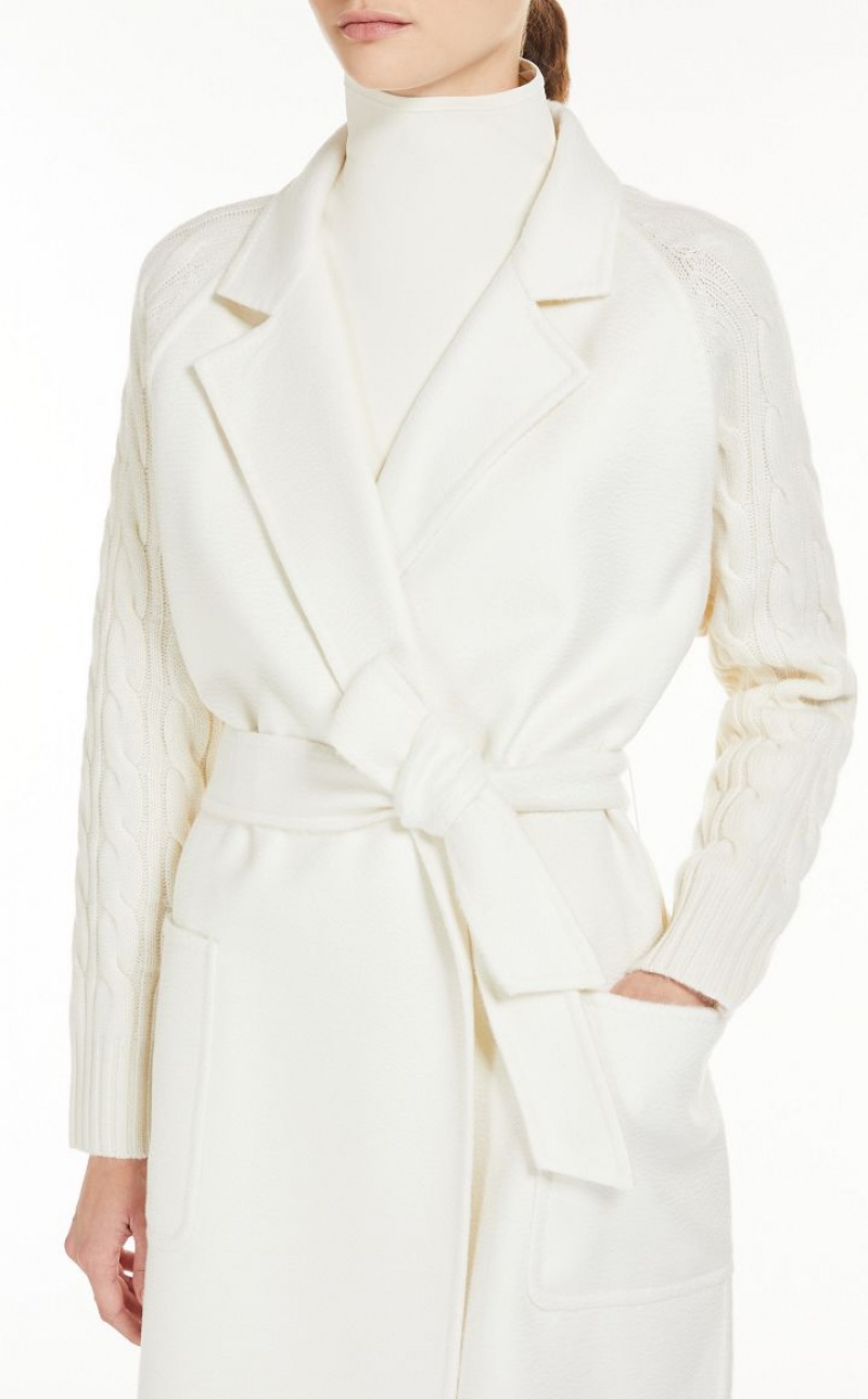 MaxMara Cashmere And Wool Robe Coats WHITE | MMR593887