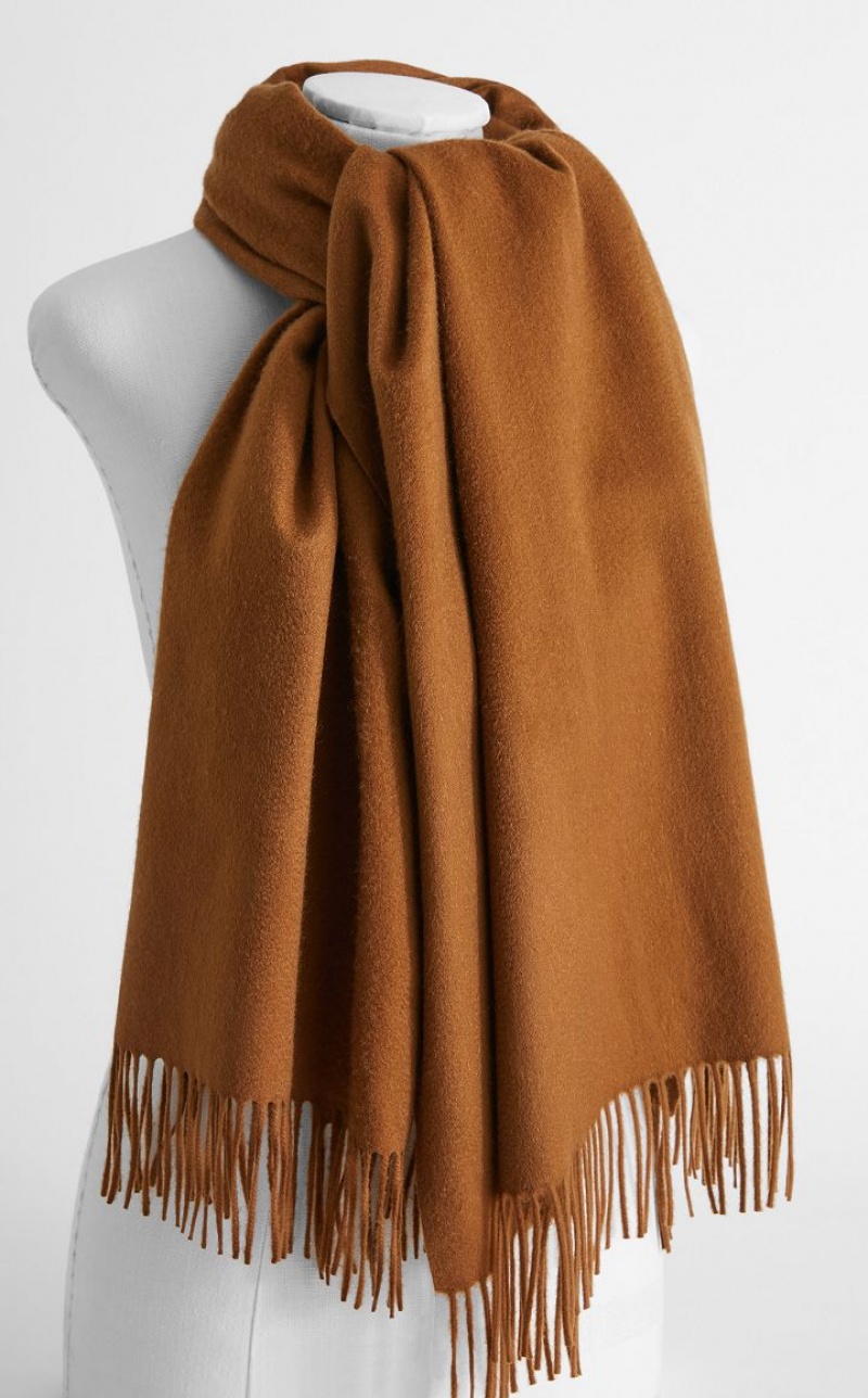 MaxMara Cashmere Stole With Embroidery Scarves TOBACCO | MMR594273