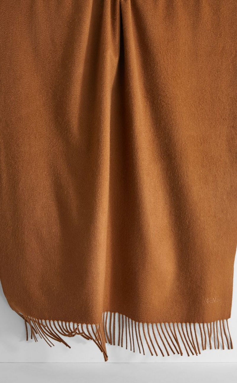 MaxMara Cashmere Stole With Embroidery Scarves TOBACCO | MMR594273