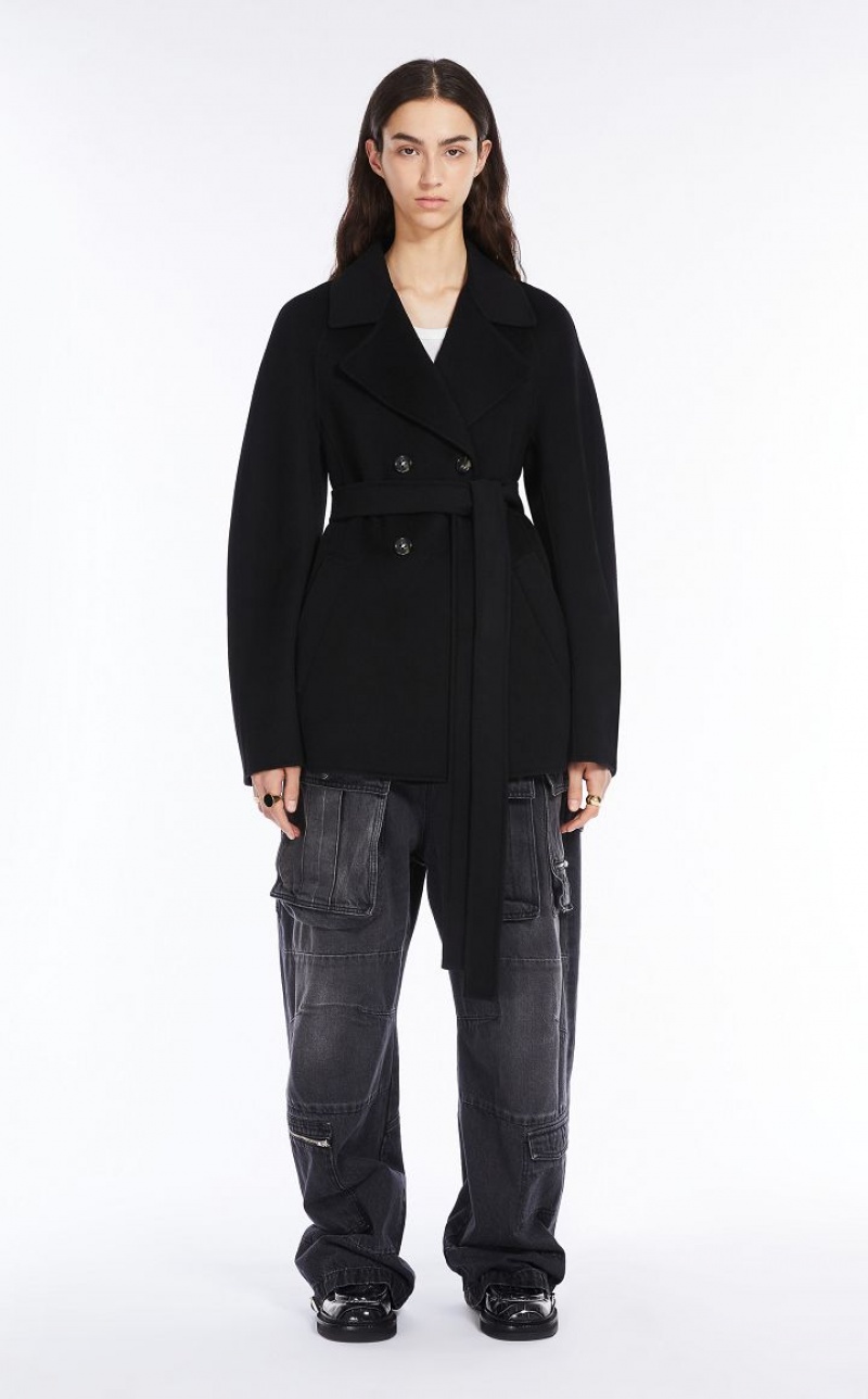 MaxMara Cashmere-blend Robe-style Jacket Coats BLACK | MMR593839