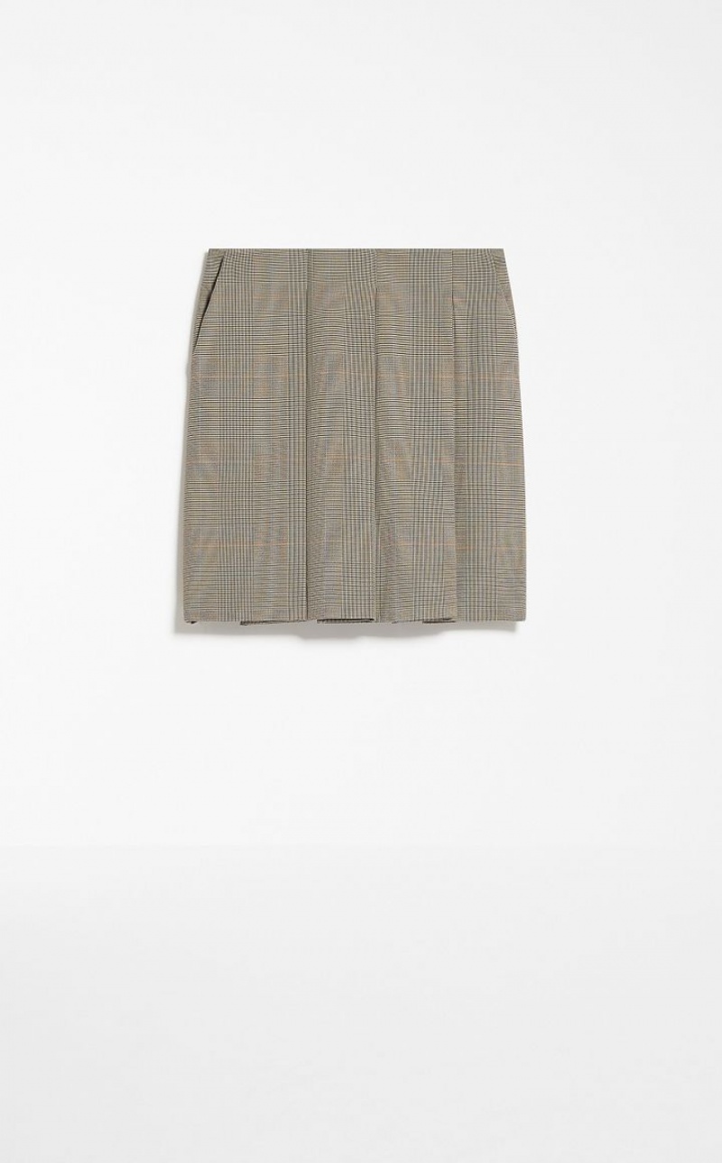 MaxMara Check Mini Skirts BEIGE GOLDEN | MMR593689