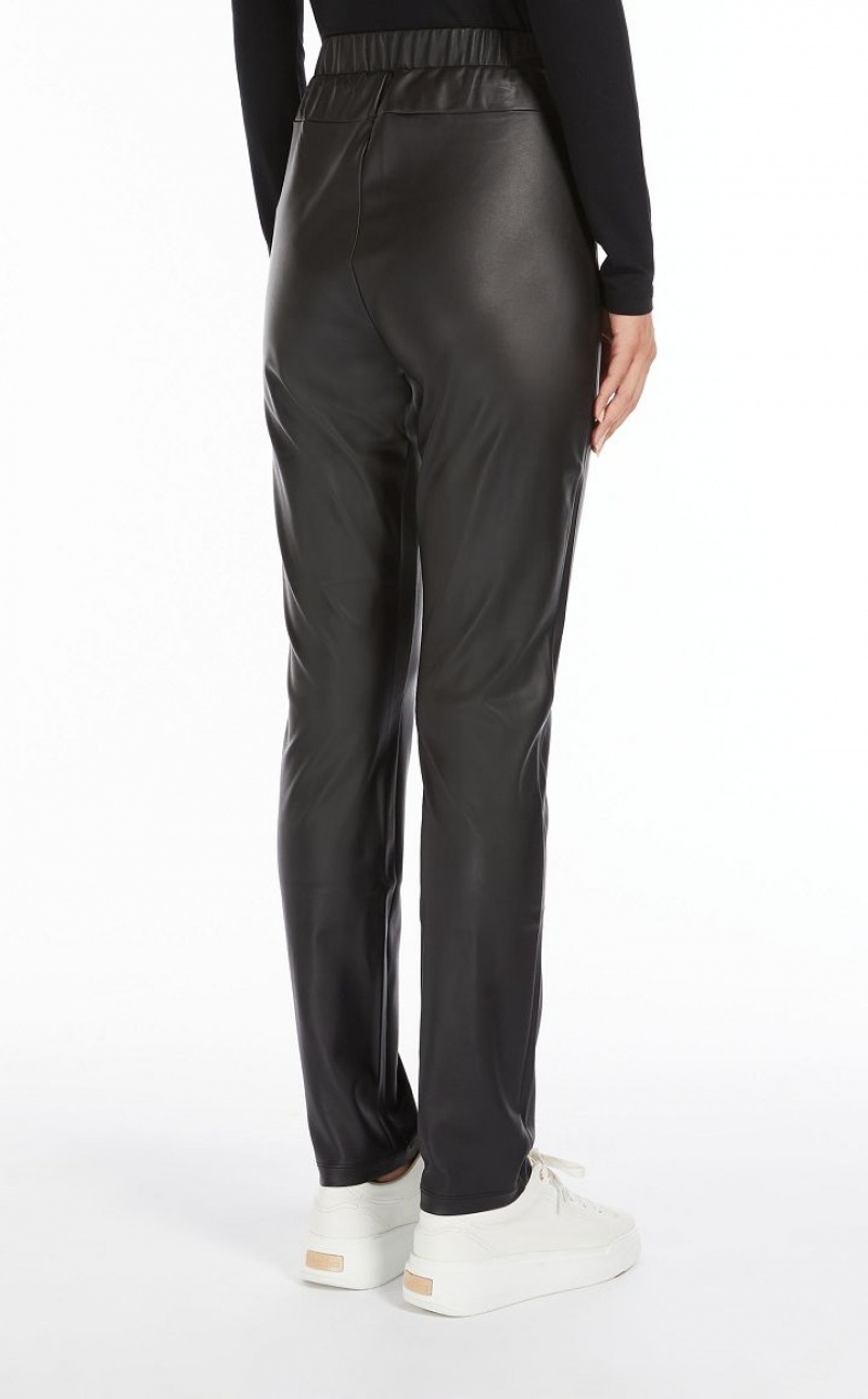 MaxMara Coated Jersey Leggings Trousers BLACK | MMR593804