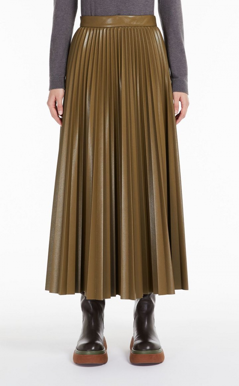 MaxMara Coated Jersey Skirts KAKI | MMR593696