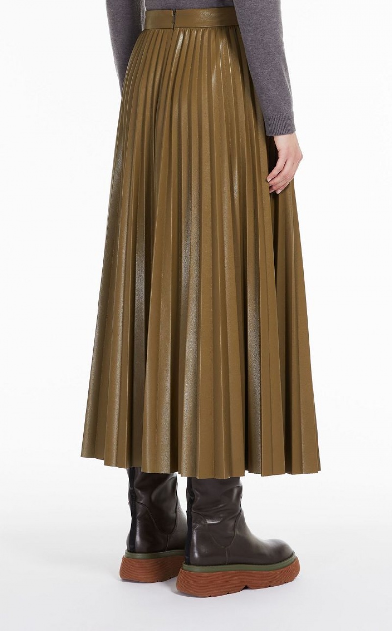 MaxMara Coated Jersey Skirts KAKI | MMR593696