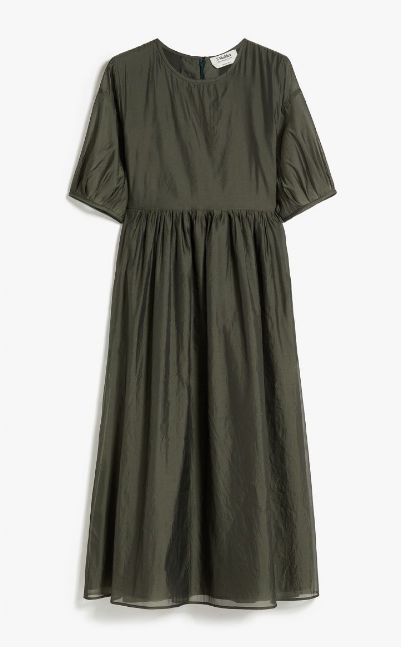 MaxMara Cotton And Silk Organza Dresses DARK GREY GREEN | MMR593413