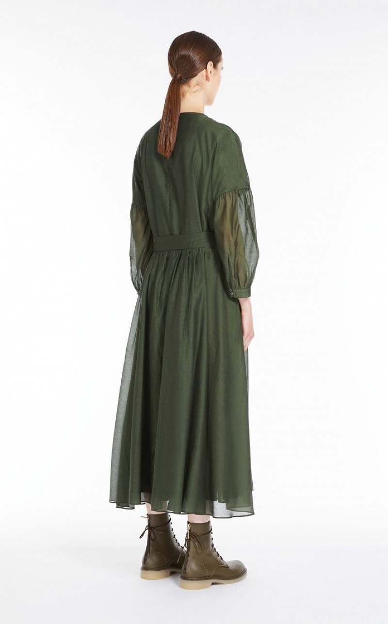 MaxMara Cotton And Silk Voile Dresses KAKI | MMR593369