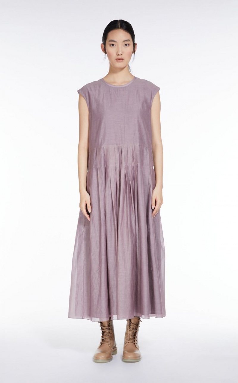 MaxMara Cotton And Silk Voile Dresses LILAC | MMR593400