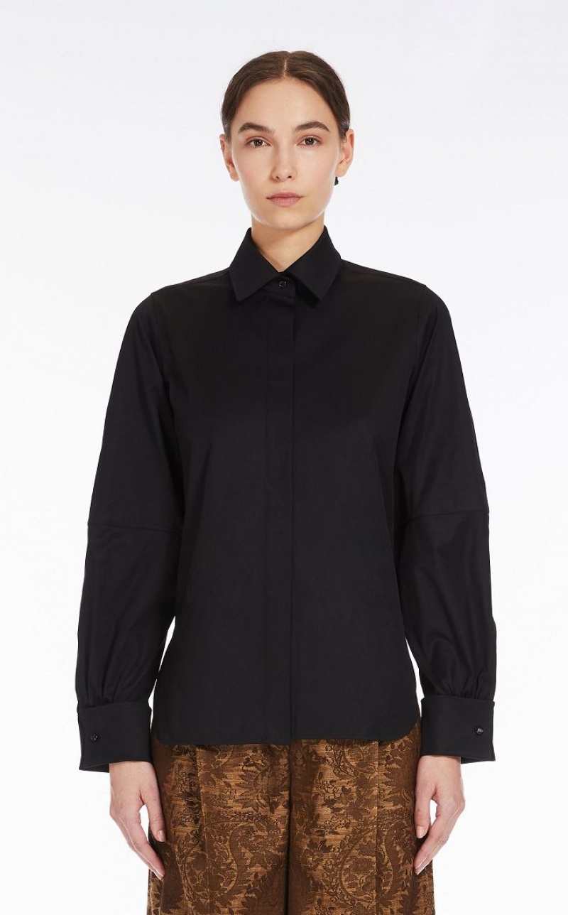 MaxMara Cotton Blouses BLACK | MMR593546