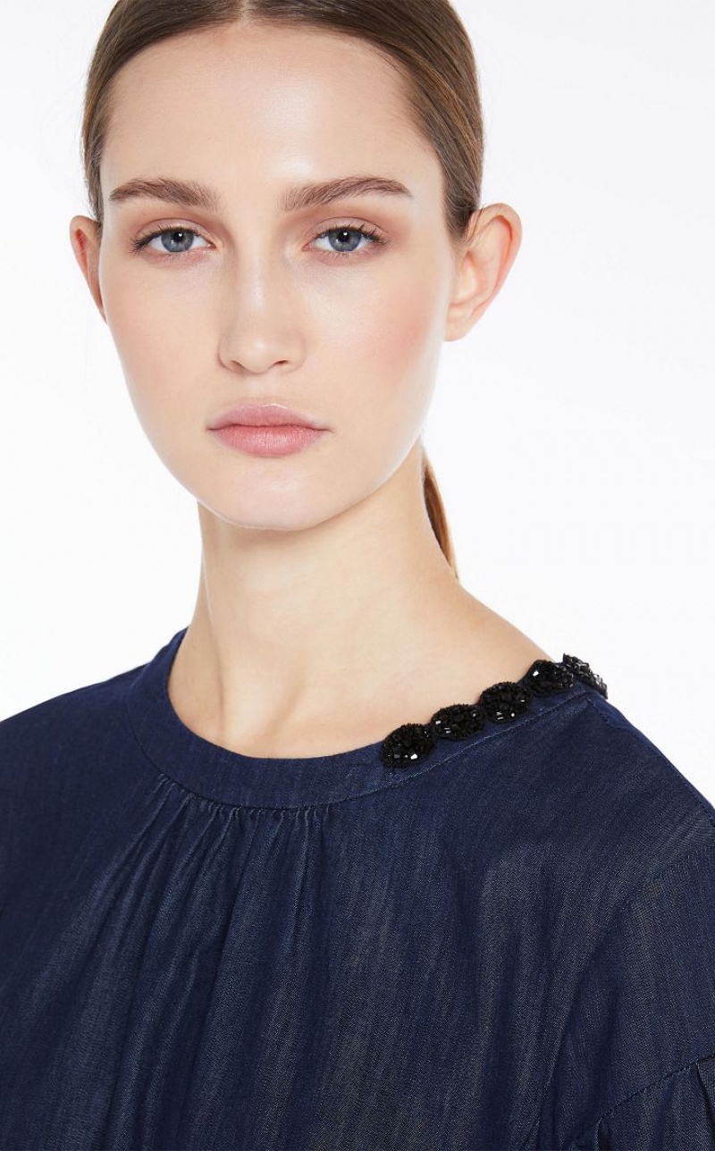 MaxMara Cotton Denim Blouses NAVY | MMR593622