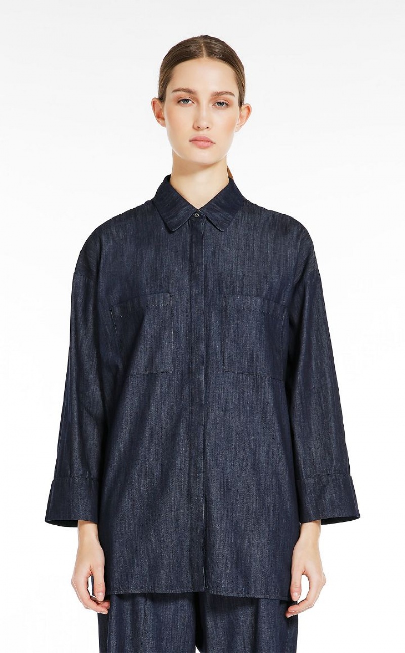 MaxMara Cotton Denim Blouses NAVY | MMR593625