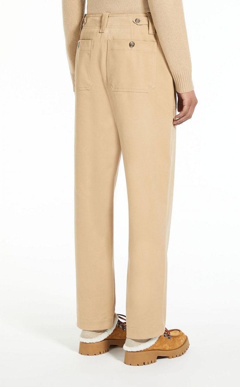 MaxMara Cotton Drill Trousers CAMEL | MMR593814