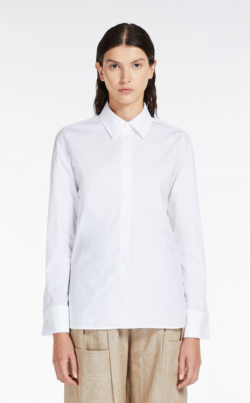 MaxMara Cotton Poplin Blouses OPTICAL WHITE | MMR593548