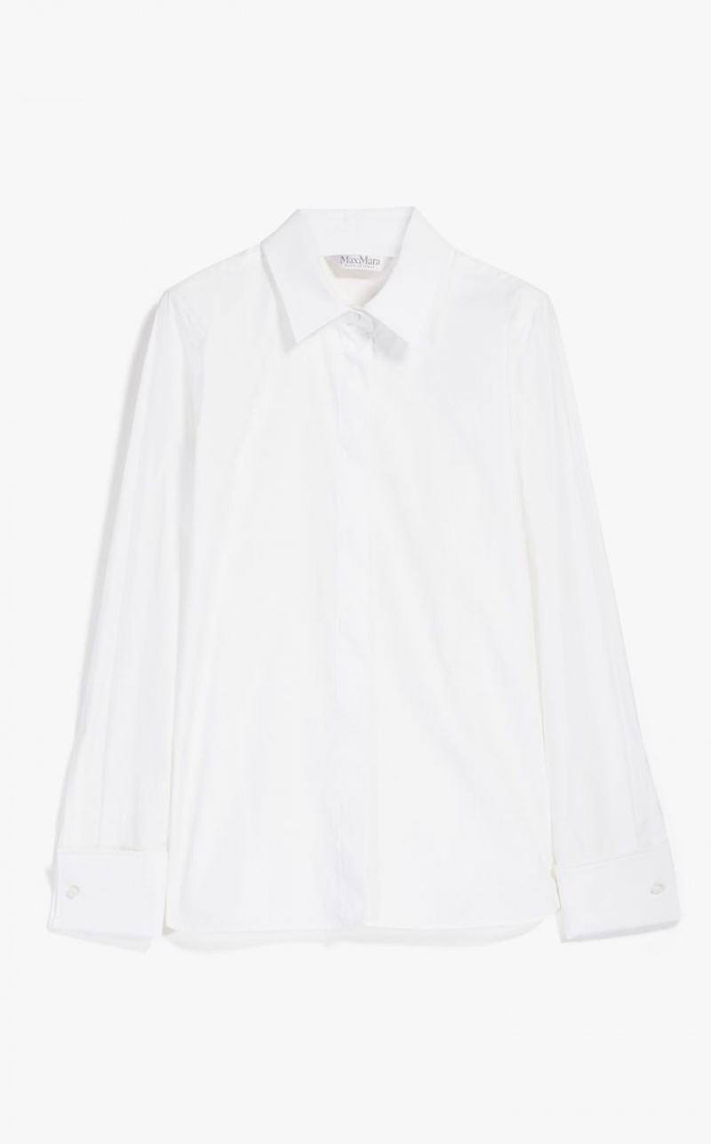 MaxMara Cotton Poplin Blouses OPTICAL WHITE | MMR593548