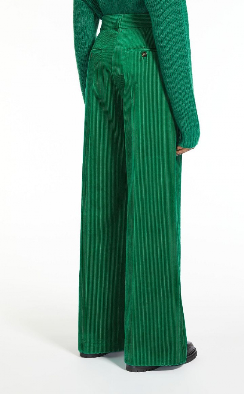 MaxMara Cotton Velvet Trousers EMERALD | MMR593824