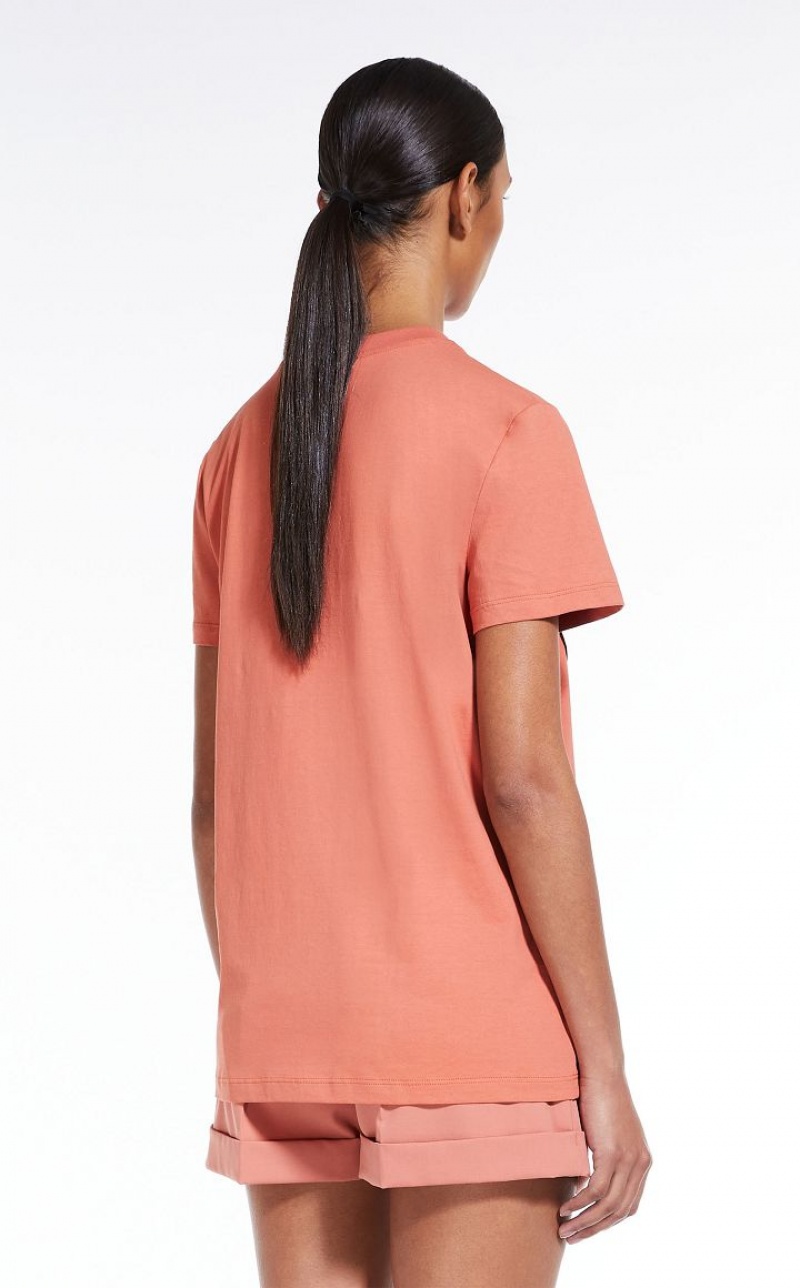 MaxMara Cotton With Wegman Print T-shirts SALMON | MMR593660