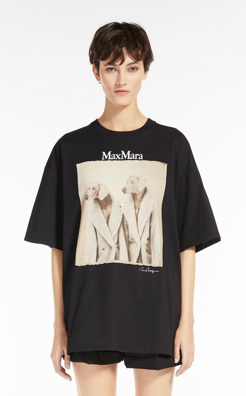 MaxMara Cotton With Wegman Print T-shirts BLACK | MMR593675