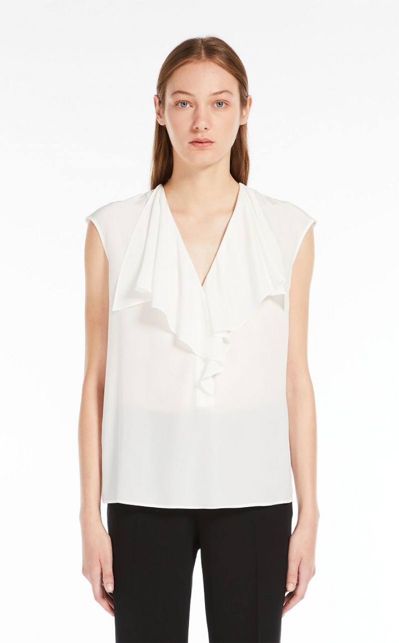 MaxMara Crepe De Chine Ruffle Blouses SILK | MMR593580