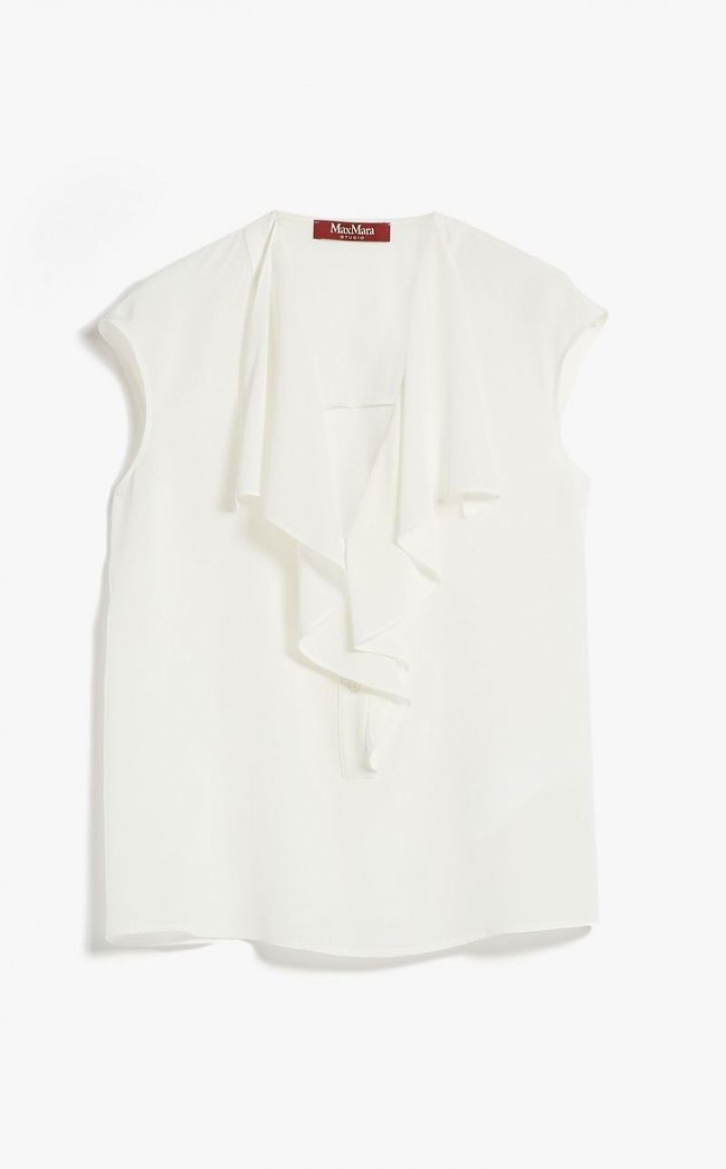 MaxMara Crepe De Chine Ruffle Blouses SILK | MMR593580