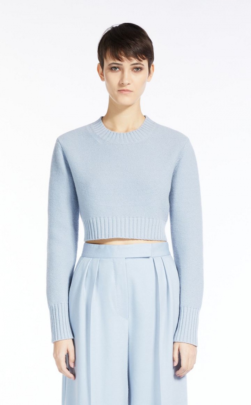 MaxMara Cropped, Cashmere Knitwear LIGHT BLUE | MMR593423