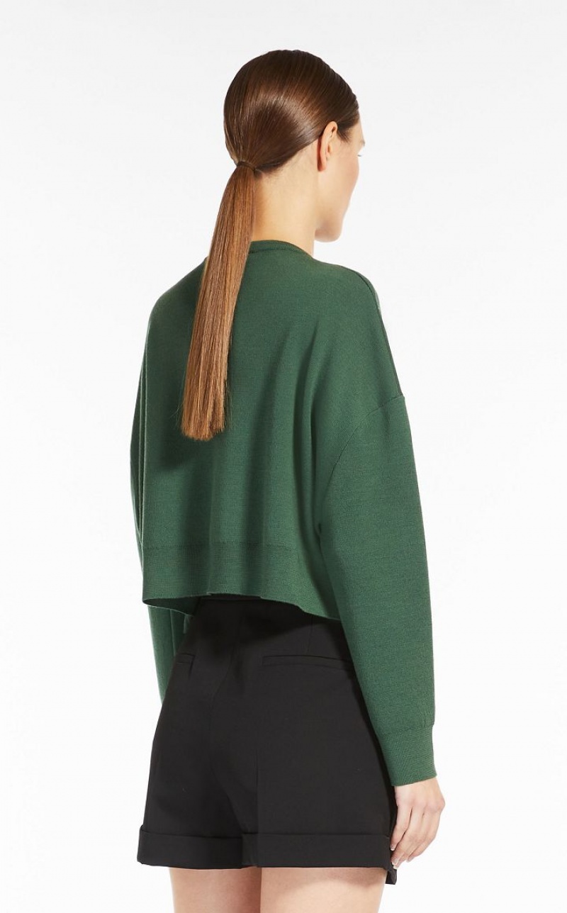 MaxMara Cropped In Jacquard Wool Knitwear GREEN | MMR593428