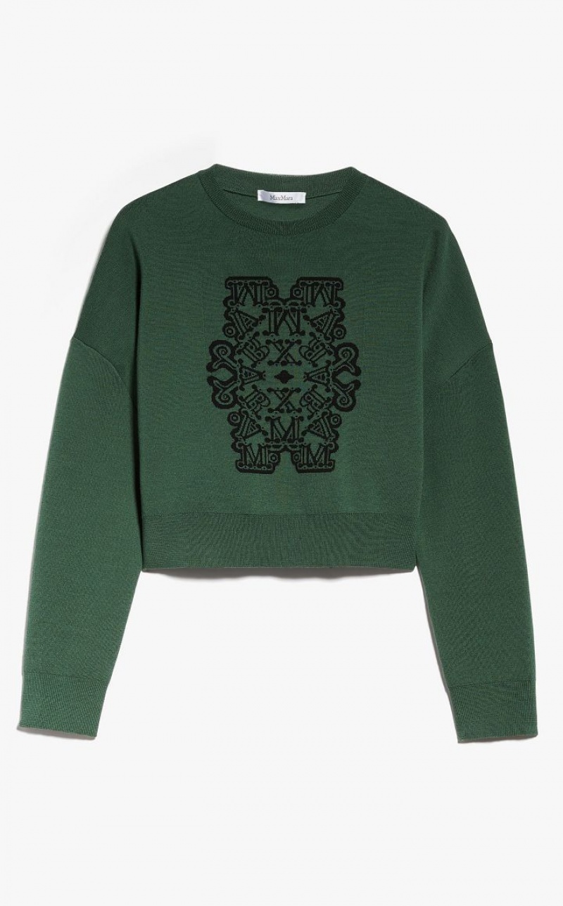 MaxMara Cropped In Jacquard Wool Knitwear GREEN | MMR593428