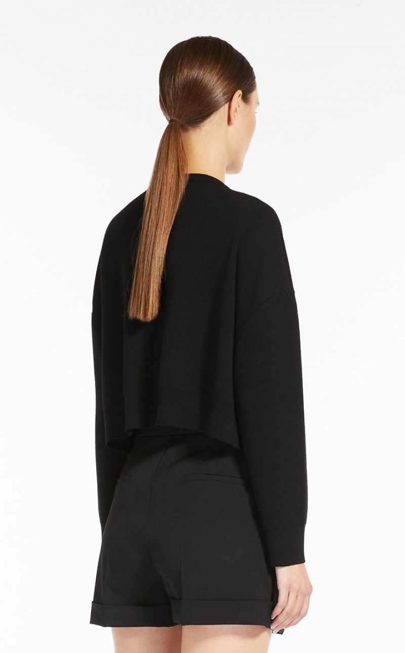 MaxMara Cropped In Jacquard Wool Knitwear BLACK WHITE | MMR593429