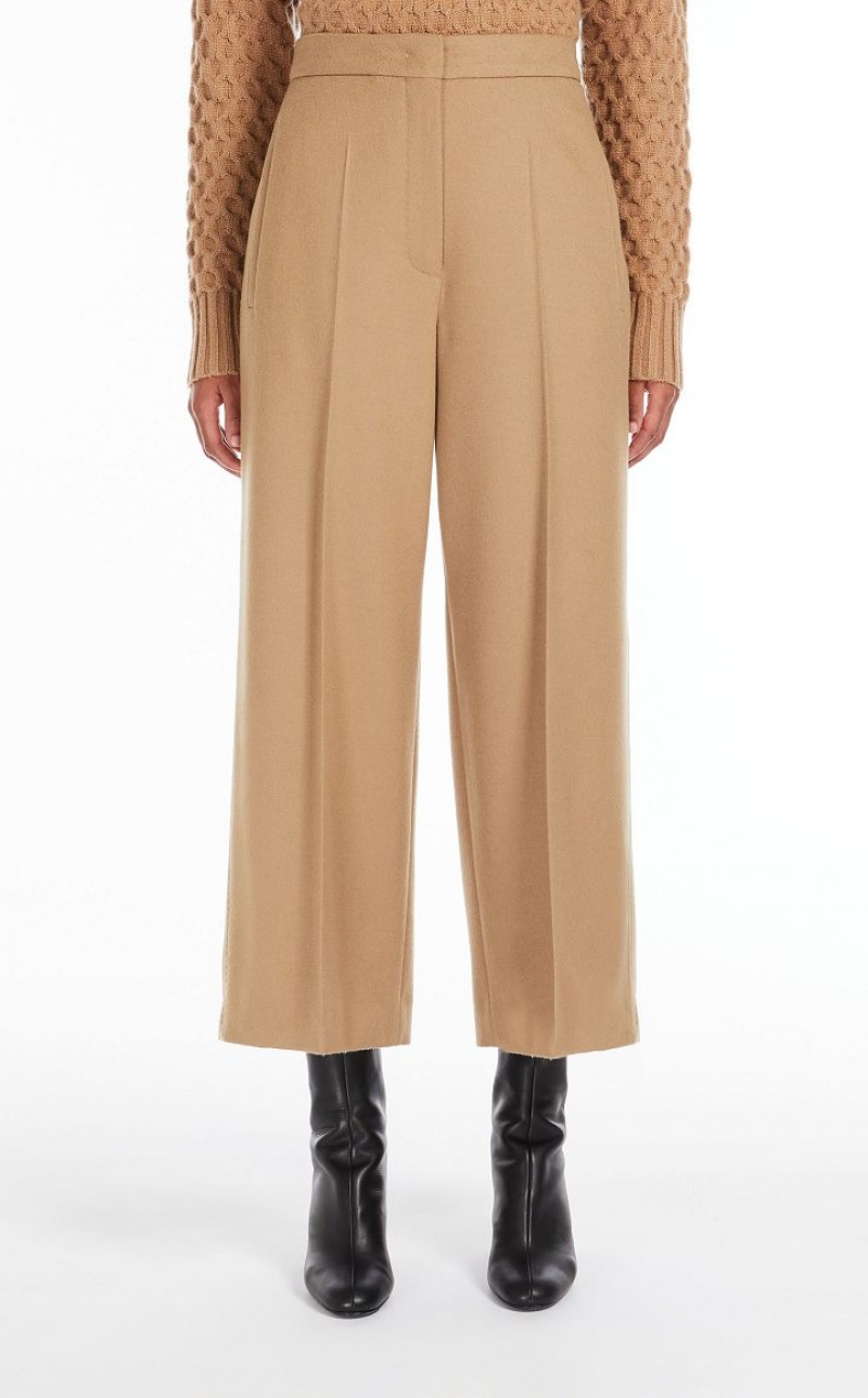 MaxMara Cropped Wool Trousers CAMEL | MMR593787