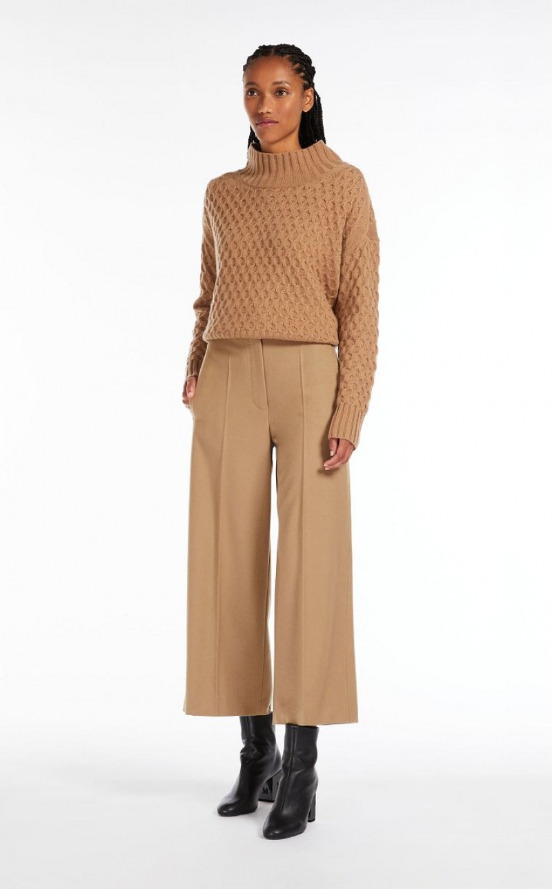 MaxMara Cropped Wool Trousers CAMEL | MMR593787