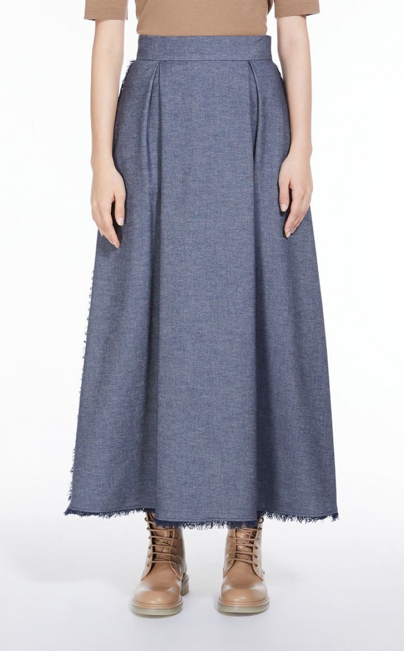 MaxMara Denim-look Cotton Skirts MIDNIGHTBLUE | MMR593719