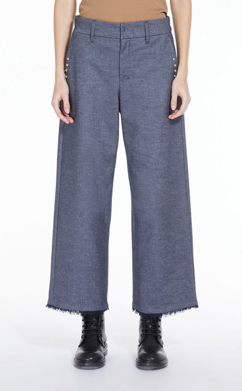 MaxMara Denim-look Fabric Trousers MIDNIGHTBLUE | MMR593794