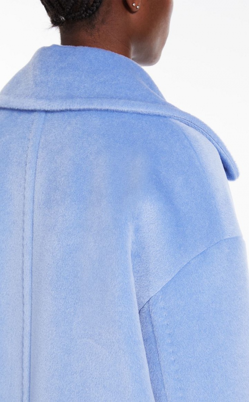 MaxMara Double-breasted Alpaca And Wool Pea Coats LIGHT BLUE | MMR593851