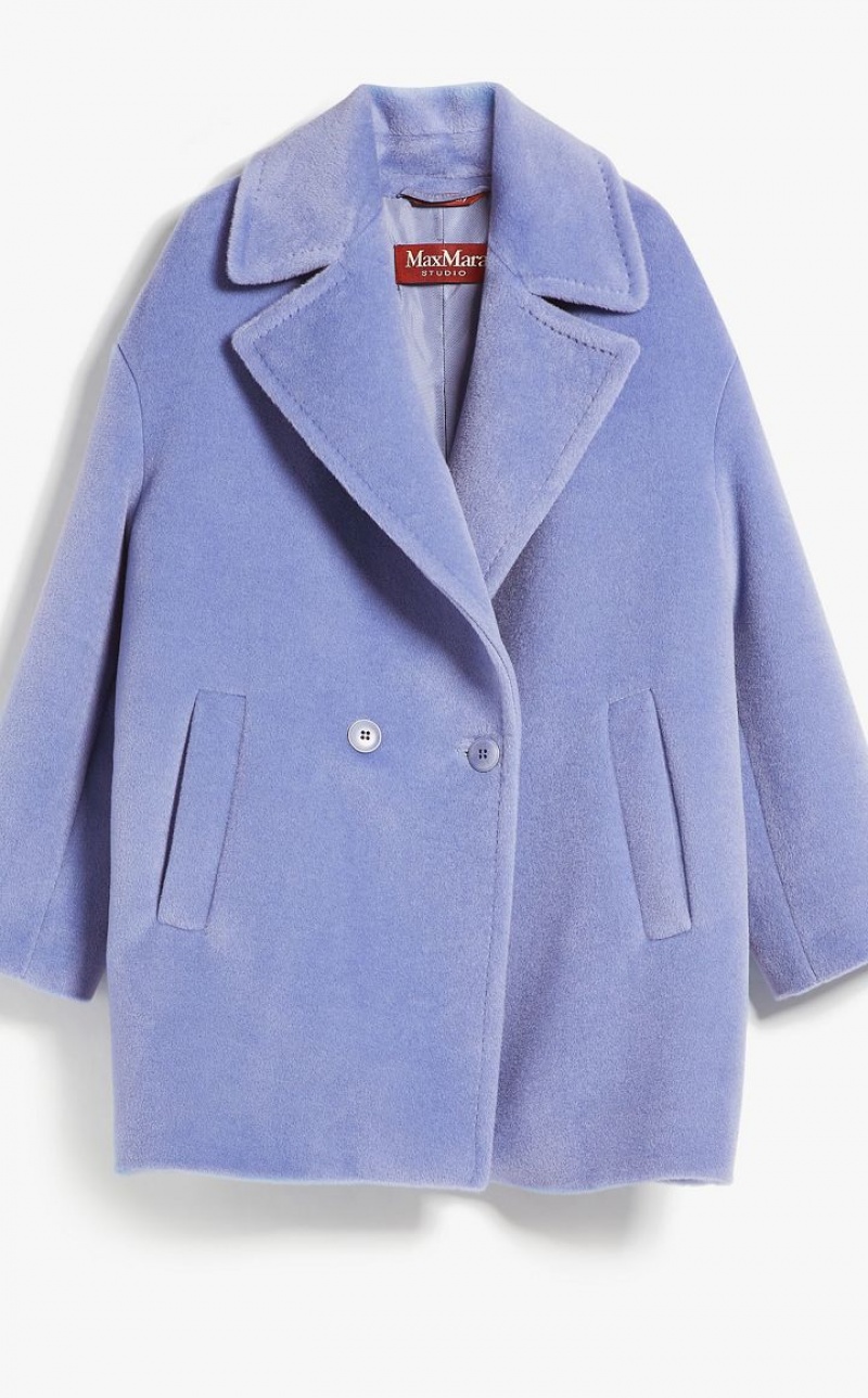 MaxMara Double-breasted Alpaca And Wool Pea Coats LIGHT BLUE | MMR593851