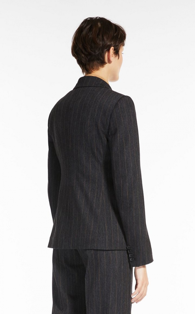 MaxMara Double-breasted In Pinstriped Jersey Suit DARK GREY | MMR593495