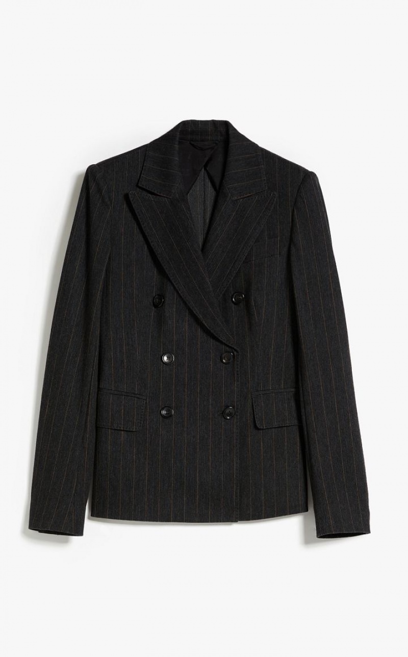 MaxMara Double-breasted In Pinstriped Jersey Suit DARK GREY | MMR593495