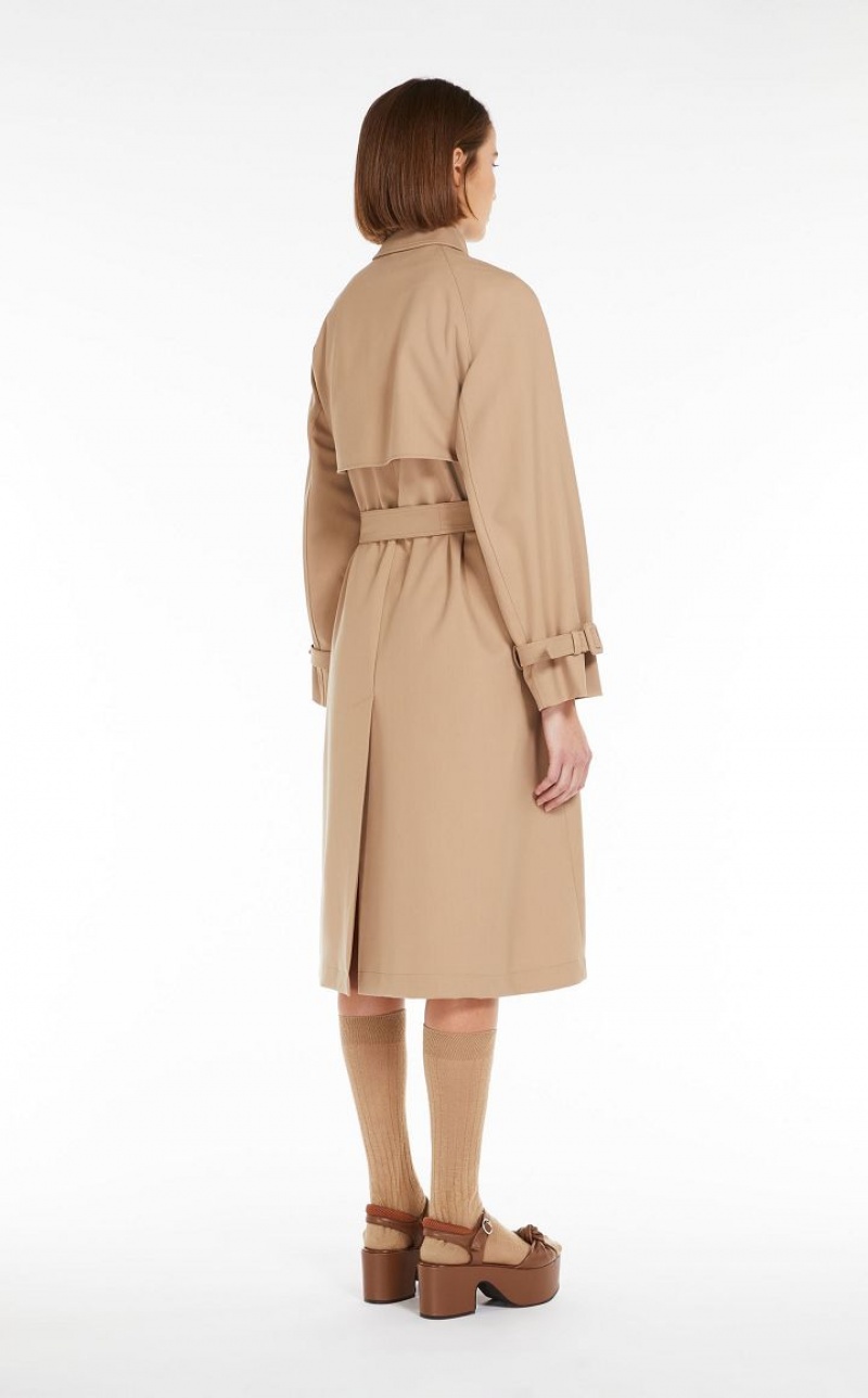 MaxMara Double-breasted In Showerproof Fabric Trench CAMEL | MMR593943